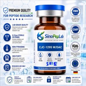 CJC-1295 With DAC 5mg high-purity research peptide vial with HPLC-tested quality, LC-MS confirmation, and Certificate of Analysis by SinoPepLab