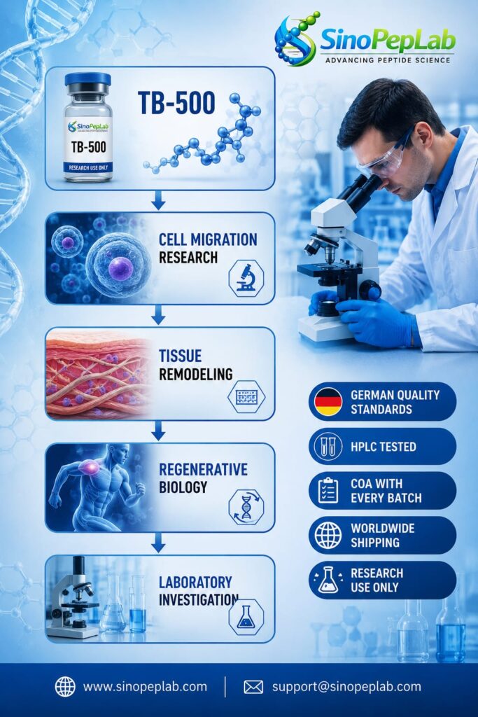 Best Peptides for Beginners in Germany | Complete Research Guide | SinoPepLab Best Research Peptides for Beginners featured image by SinoPepLab showing BPC-157, TB-500, CJC-1295, Ipamorelin, and GHK-Cu research peptides with laboratory quality standards and German-tested research branding.