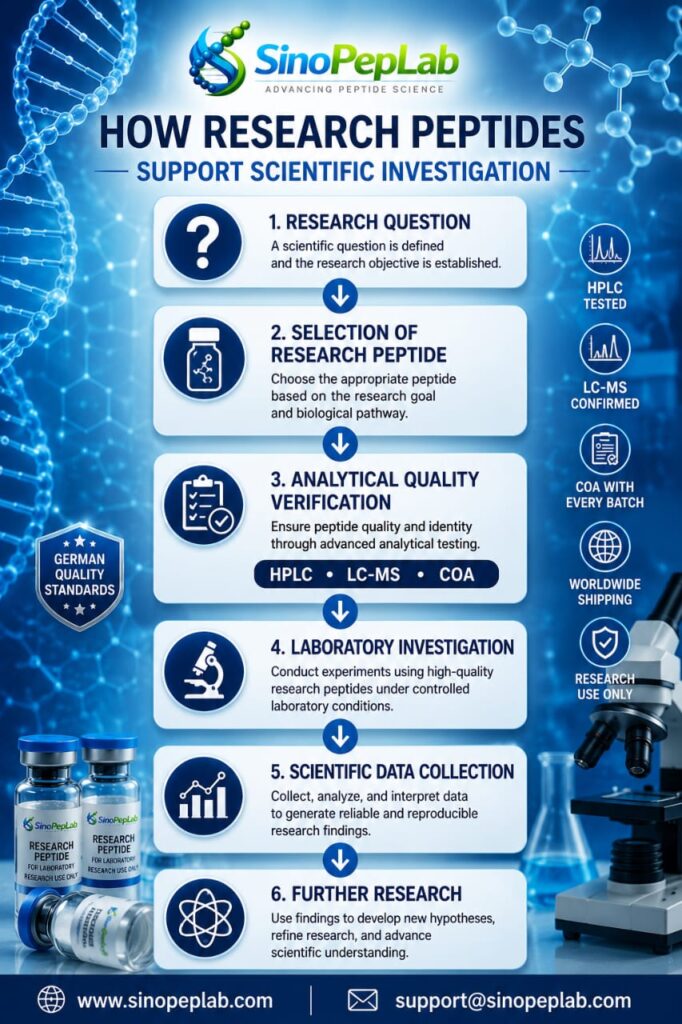 Best Peptides for Beginners in Germany | Complete Research Guide | SinoPepLab Best Research Peptides for Beginners featured image by SinoPepLab showing BPC-157, TB-500, CJC-1295, Ipamorelin, and GHK-Cu research peptides with laboratory quality standards and German-tested research branding.